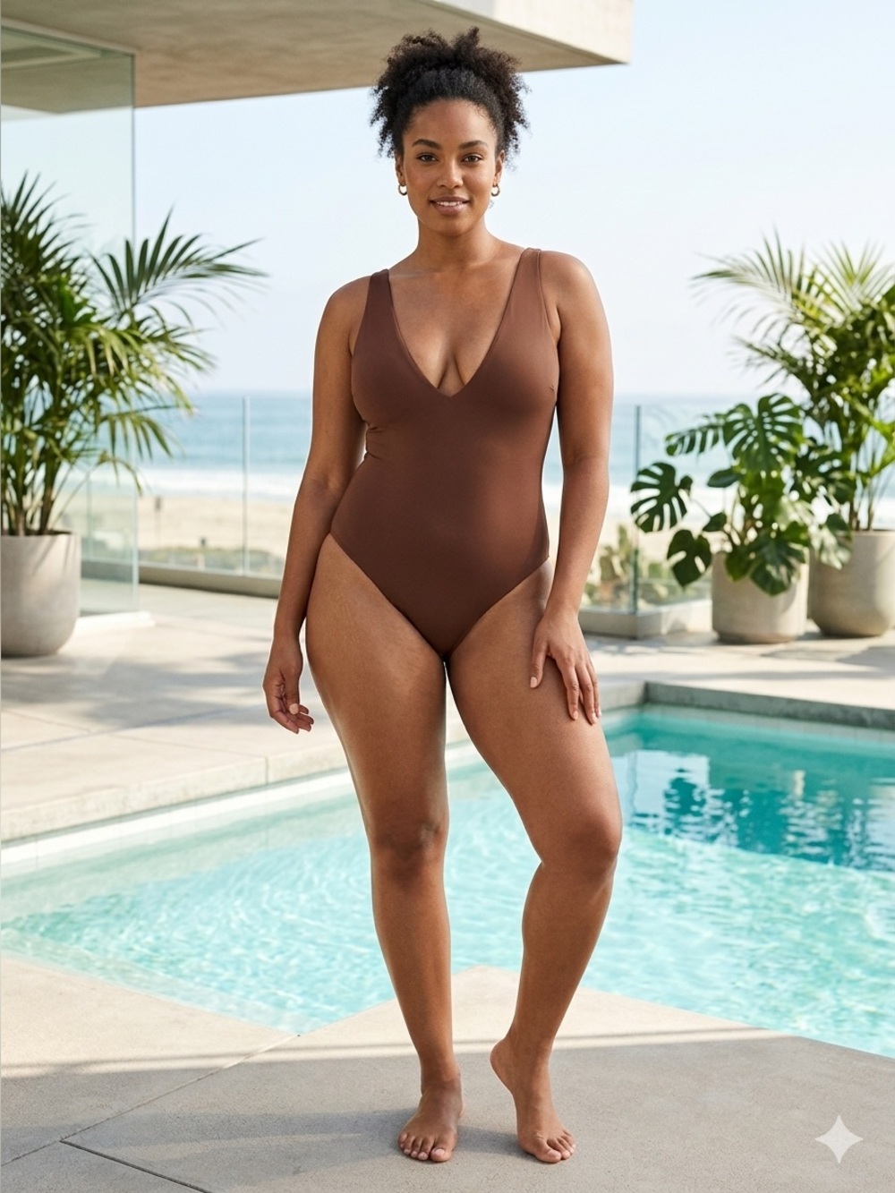 BNWT size XL brown swimsuit by H&M.